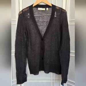Anthropologie Charcoal Sheer Cardigan